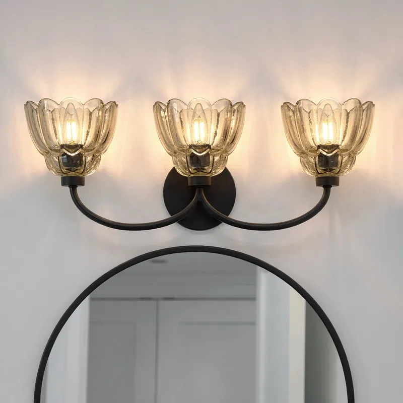 UQL22129 Art Deco Indoor Bath Light, 8.5''H x 23''W x 7.25''Dep, Mottled Cocoa Finish, Larkham Collection — Urban Ambiance LED Smart & Connected Lighting 15.0W 3000K