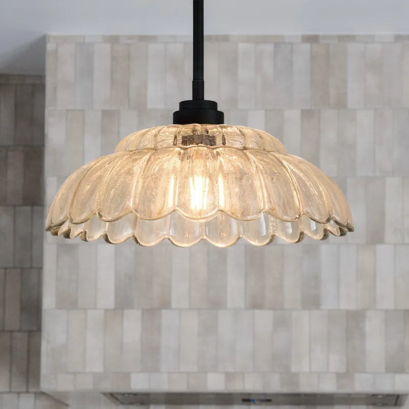 UQL22123 Art Deco Indoor Pendant, 7.5''H x 14''W x 14''Dep, Mottled Cocoa Finish, Larkham Collection — Urban Ambiance LED Landscape Lights 100.0W 3000K