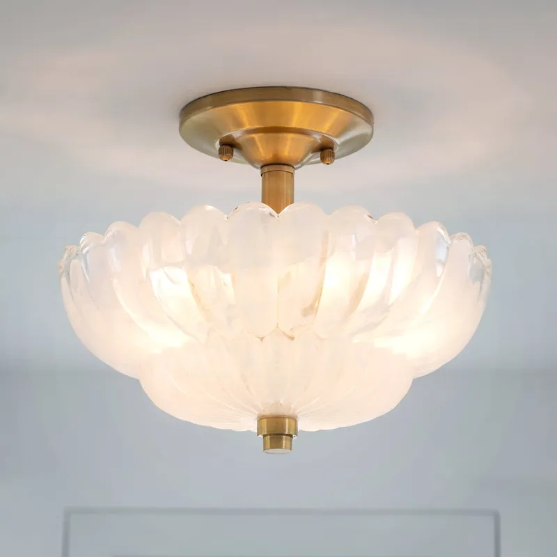UQL22120 Art Deco Indoor Ceiling Light, 9''H x 11.75''W x 11.75''Dep, Brushed Gold Finish, Larkham Collection — Urban Ambiance LED Post Top Lights 15.0W 3000K
