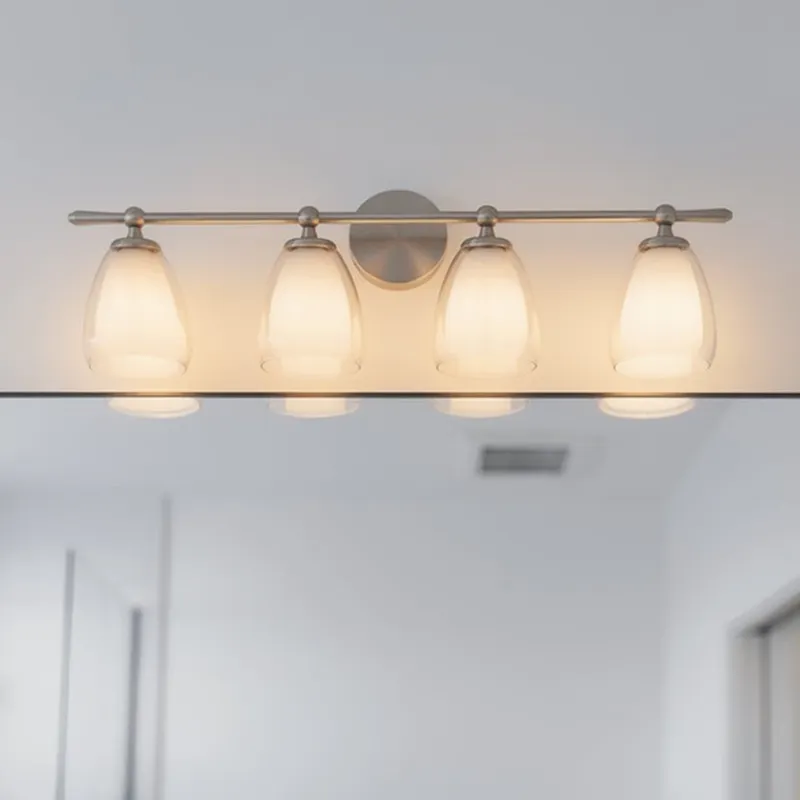 UQL22084 Minimalist Indoor Bath Light, 9''H x 32''W x 6.5''Dep, Brushed Nickel Finish, Norbridge Collection — Urban Ambiance LED Linear Lights 15.0W 3000K