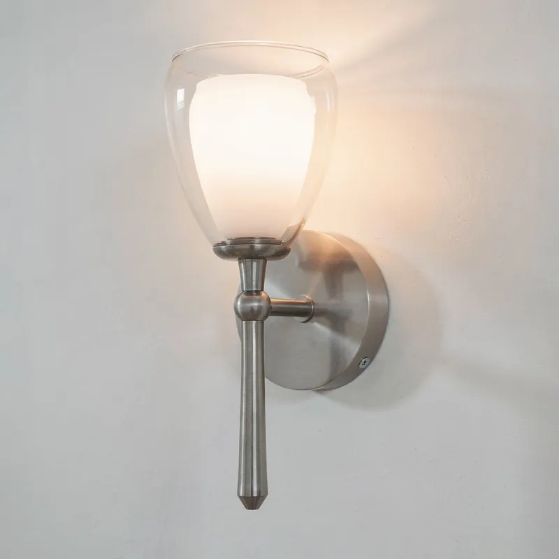 UQL22081 Minimalist Indoor Wall Sconce, 14.5''H x 5.5''W x 6.5''Dep, Brushed Nickel Finish, Norbridge Collection — Urban Ambiance LED Linear Lights 15.0W 3000K