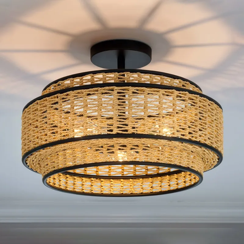 UQL22071 Bohemian Indoor Ceiling Light, 11''H x 16''W x 16''Dep, Matte Black Finish, Oakminster Collection — Urban Ambiance LED Post Top Lights 100.0W 3000K