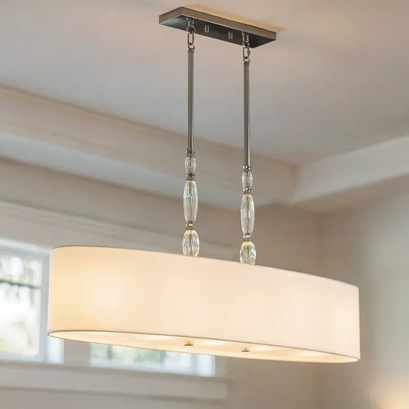 UQL22061 Transitional Indoor Chandelier, 22''H x 42''W x 11''Dep, Polished Chrome Finish, Yarwell Collection — Urban Ambiance LED Linear Lights 100.0W 3000K