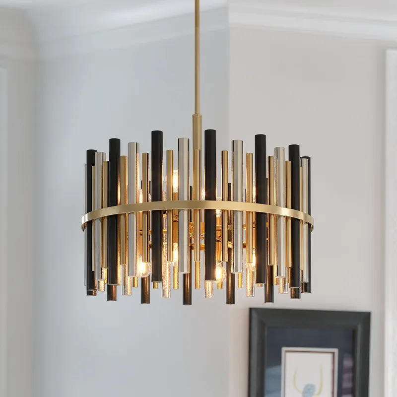 UQL22030 Art Deco Indoor Pendant, 18.5''H x 21.75''W x 21.75''Dep, Brushed Gold Finish, Zorstead Collection — Urban Ambiance LED Linear Lights 15.0W 3000K