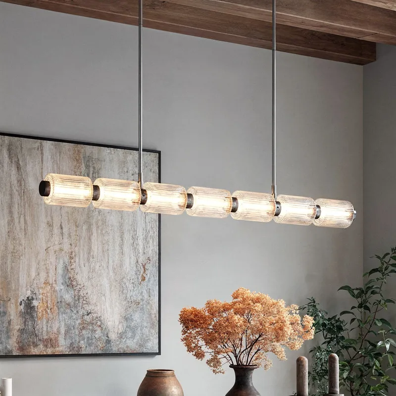 UQL22020 Mid-Century Modern Indoor Chandelier, 3.75''H x 42.25''W x 3.75''Dep, Black Chrome Finish, Vexdon Collection — Urban Ambiance LED Linear Lights 19.0W 2700K