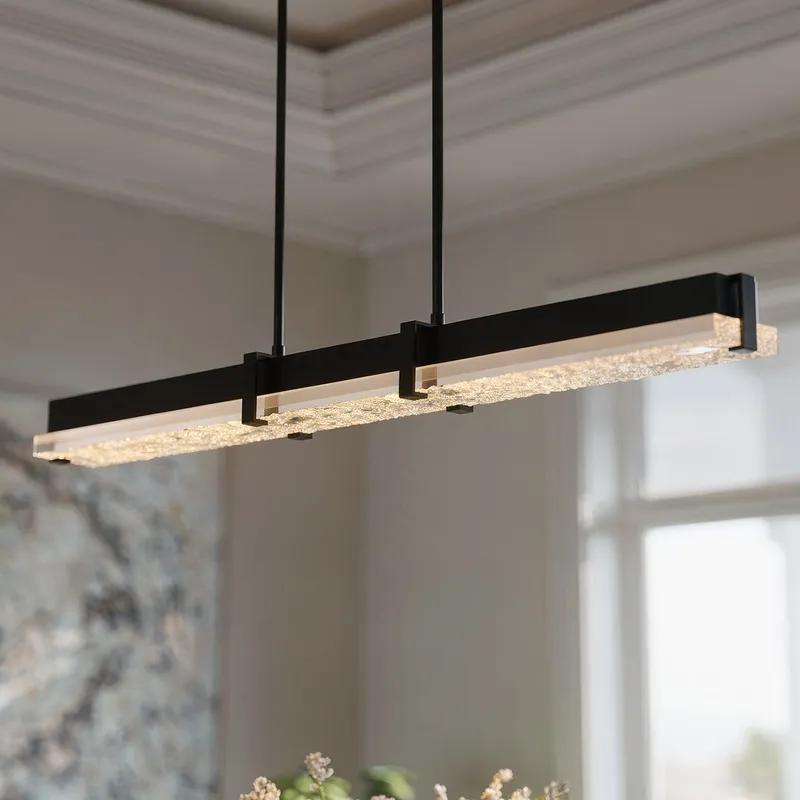 UQL22011 Industrial Indoor Chandelier, 4.25''H x 48''W x 4''Dep, Matte Black Finish, Brenshaw Collection — Urban Ambiance LED Linear Lights 41.0W 3000K