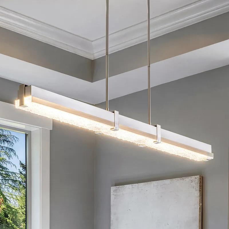 UQL22010 Industrial Indoor Chandelier, 4.25''H x 48''W x 4''Dep, Polished Chrome Finish, Brenshaw Collection — Urban Ambiance LED Linear Lights 41.0W 3000K