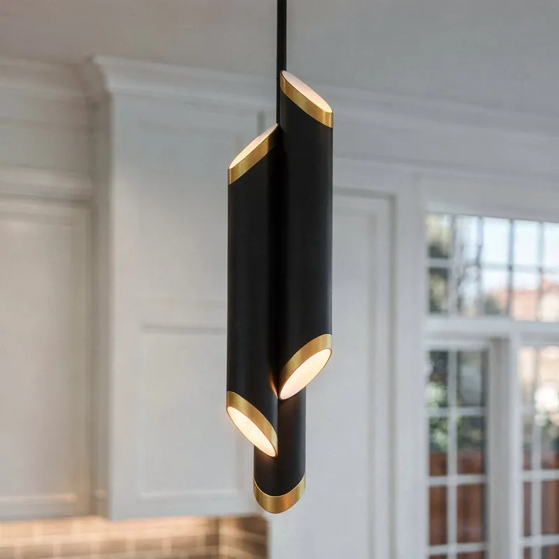 UQL6981 Modern Indoor Pendant, 21.75''H x 5.5''W x 5.5''Dep, Matte Black Finish, Ulverton Collection — Urban Ambiance LED Linear Lights 29.0W 3000K