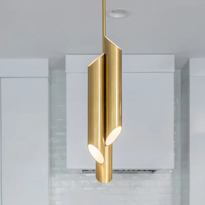 UQL6980 Modern Indoor Pendant, 21.75''H x 5.5''W x 5.5''Dep, Brushed Gold Finish, Ulverton Collection — Urban Ambiance LED Linear Lights 29.0W 3000K