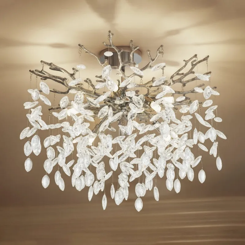 UQL6971 Glam Indoor Ceiling Light, 17.75''H x 26''W x 26''Dep, Polished Chrome Finish, Quillstead Collection — Urban Ambiance LED Post Top Lights 40.0W 3000K