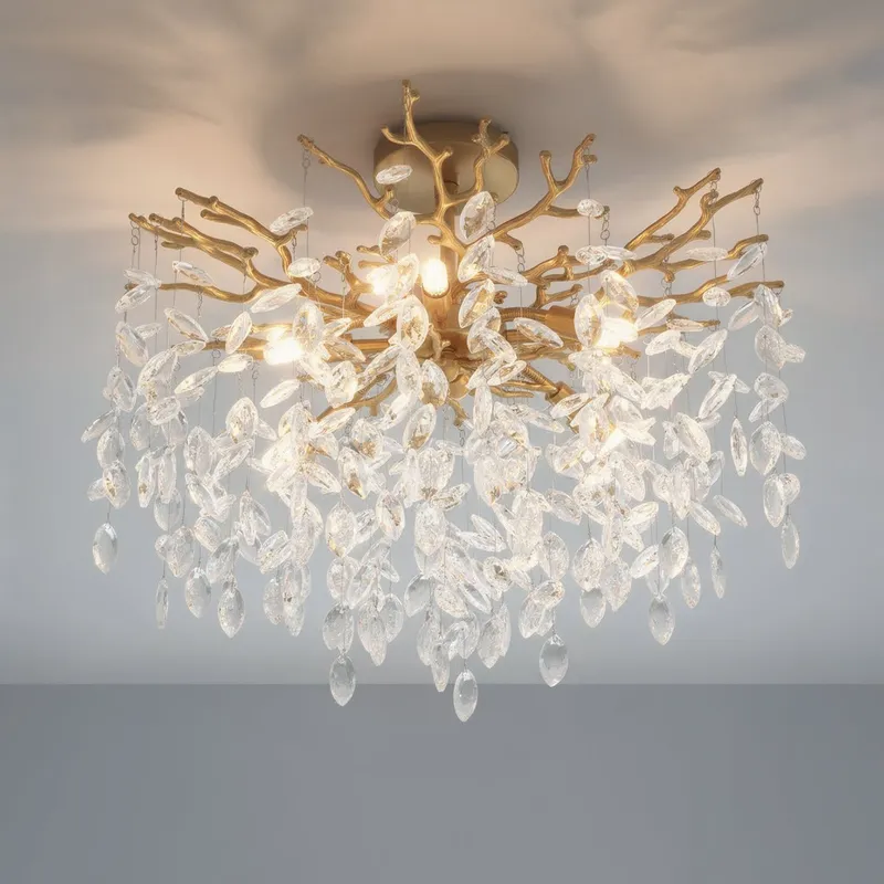 UQL6970 Glam Indoor Ceiling Light, 17.75''H x 26''W x 26''Dep, Brushed Gold Finish, Quillstead Collection — Urban Ambiance LED Post Top Lights 40.0W 3000K