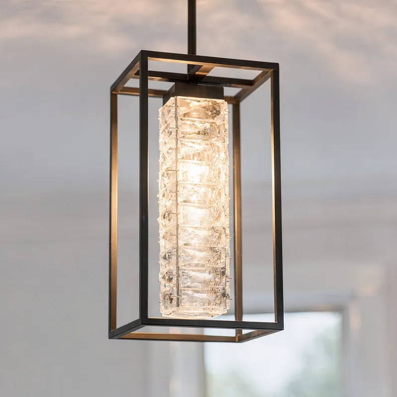 UQL6961 Modern Indoor Pendant, 16.75''H x 8''W x 8''Dep, Matte Black Finish, Menden Collection — Urban Ambiance LED Landscape Lights 9.0W 3000K