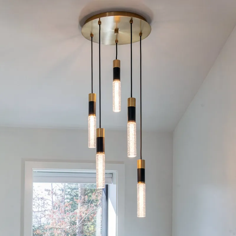 UQL6950 Modern Indoor Pendant, 12.75''H x 16''W x 16''Dep, Brushed Gold Finish, Drayham Collection — Urban Ambiance LED Linear Lights 18.0W 3000K