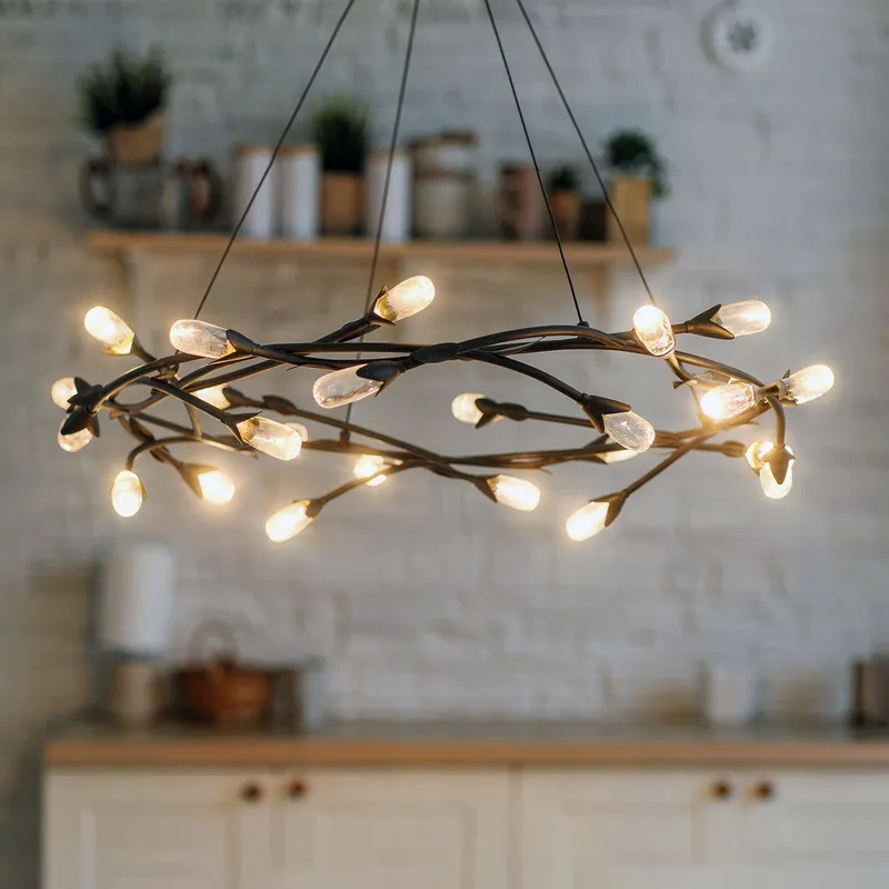 UQL6943 Glam Indoor Pendant, 8.5''H x 32''W x 32''Dep, Matte Black Finish, Netherby Collection — Urban Ambiance LED Landscape Lights 11.0W 3000K
