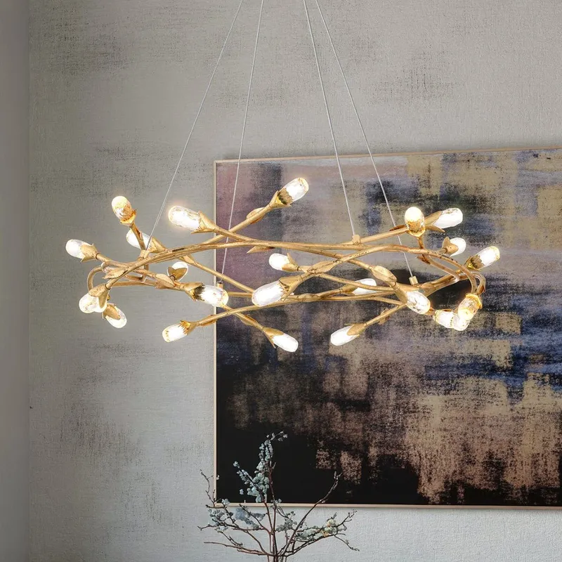 UQL6942 Glam Indoor Pendant, 8.5''H x 32''W x 32''Dep, Gold Leaf Finish, Netherby Collection — Urban Ambiance LED Landscape Lights 11.0W 3000K