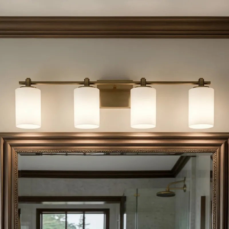 UQL6922 Transitional Indoor Bath Light, 7.5''H x 32''W x 6''Dep, Weathered Brass Finish, Pennwick Collection — Urban Ambiance LED Linear Lights 100.0W 3000K