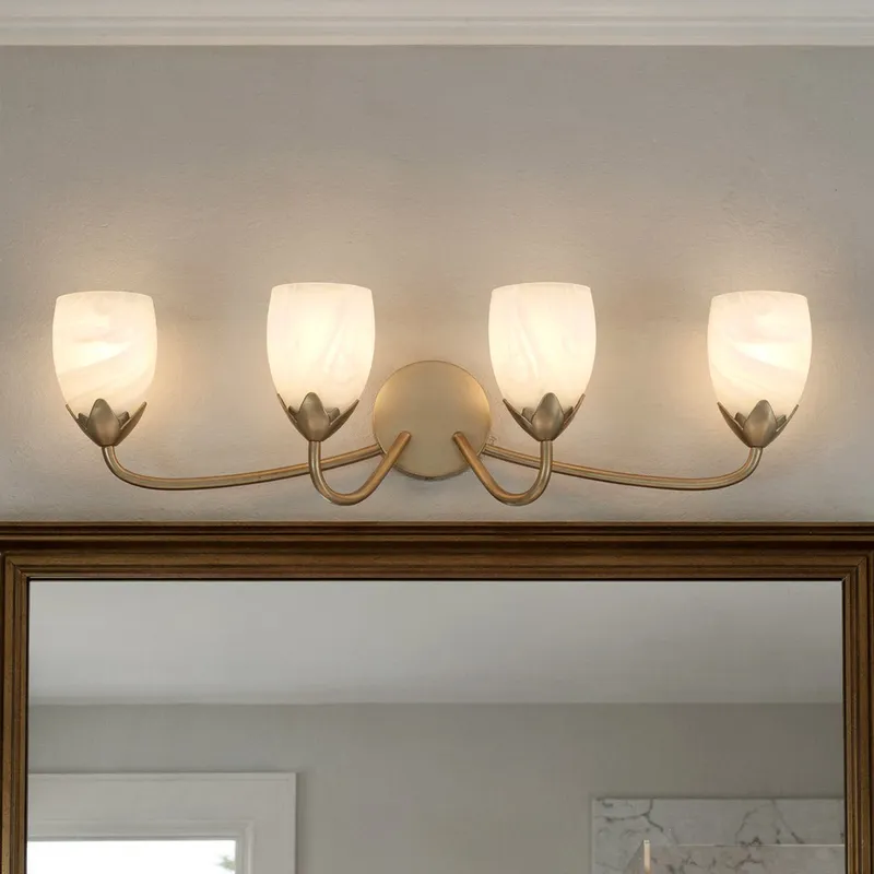 UQL6853 French Country Indoor Bath Light, 9''H x 32''W x 7.25''Dep, Bronze Gold Finish, Windmere Collection — Urban Ambiance LED Smart & Connected Lighting 100.0W 3000K