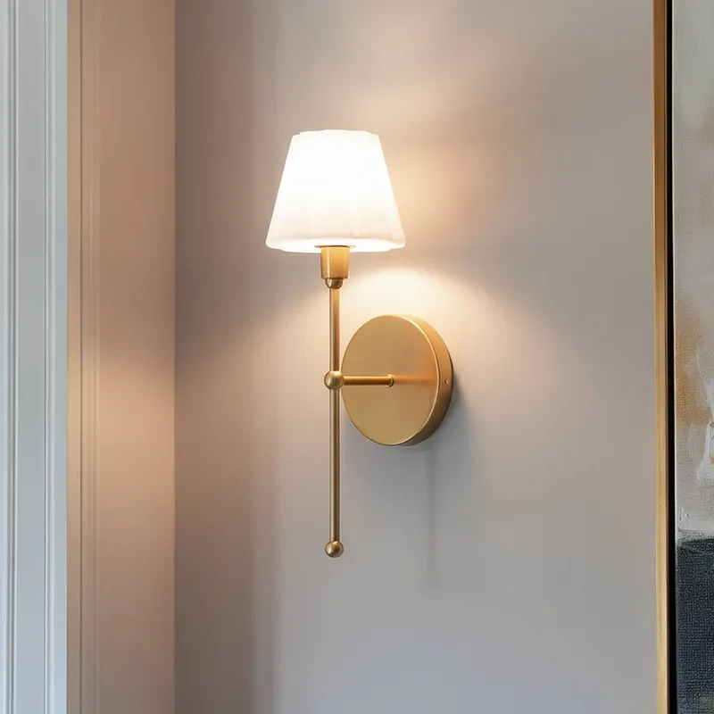 UQL6840 Classic Indoor Wall Sconce, 15.75''H x 5.25''W x 6.5''Dep, Brushed Gold Finish, Quenton Collection — Urban Ambiance LED Linear Lights 60.0W 3000K