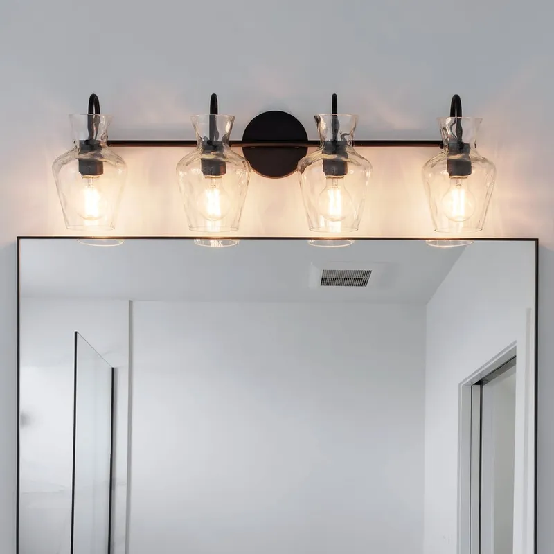 UQL6832 Farmhouse Indoor Bath Light, 9.5''H x 30.25''W x 6.5''Dep, Matte Black Finish, Moorford Collection — Urban Ambiance LED Linear Lights 100.0W 3000K