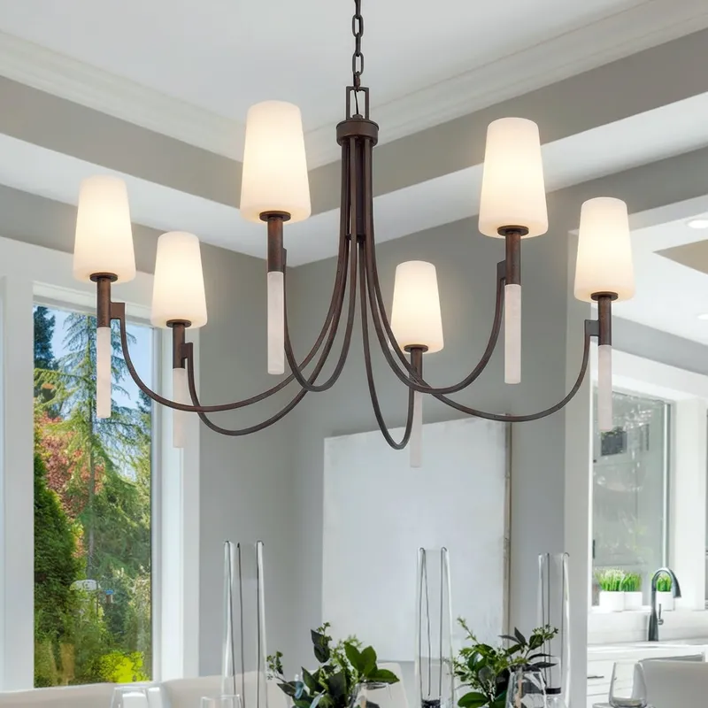 UQL6761 Transitional Indoor Chandelier, 26''H x 40''W x 40''Dep, Iron Gate Finish, Ellingford Collection — Urban Ambiance LED Landscape Lights 15.0W 3000K
