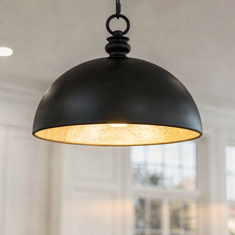UQL6690 Industrial Indoor Pendant, 10.75''H x 13.75''W x 13.75''Dep, Matte Black Finish, Ashcombe Collection — Urban Ambiance LED Landscape Lights 100.0W 3000K