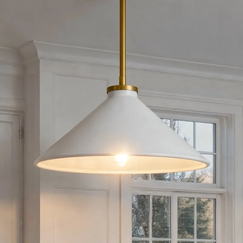 UQL6685 Mid-Century Modern Indoor Pendant, 7.5''H x 14''W x 14''Dep, Brushed Gold Finish, Netherfell Collection — Urban Ambiance LED Landscape Lights 100.0W 3000K
