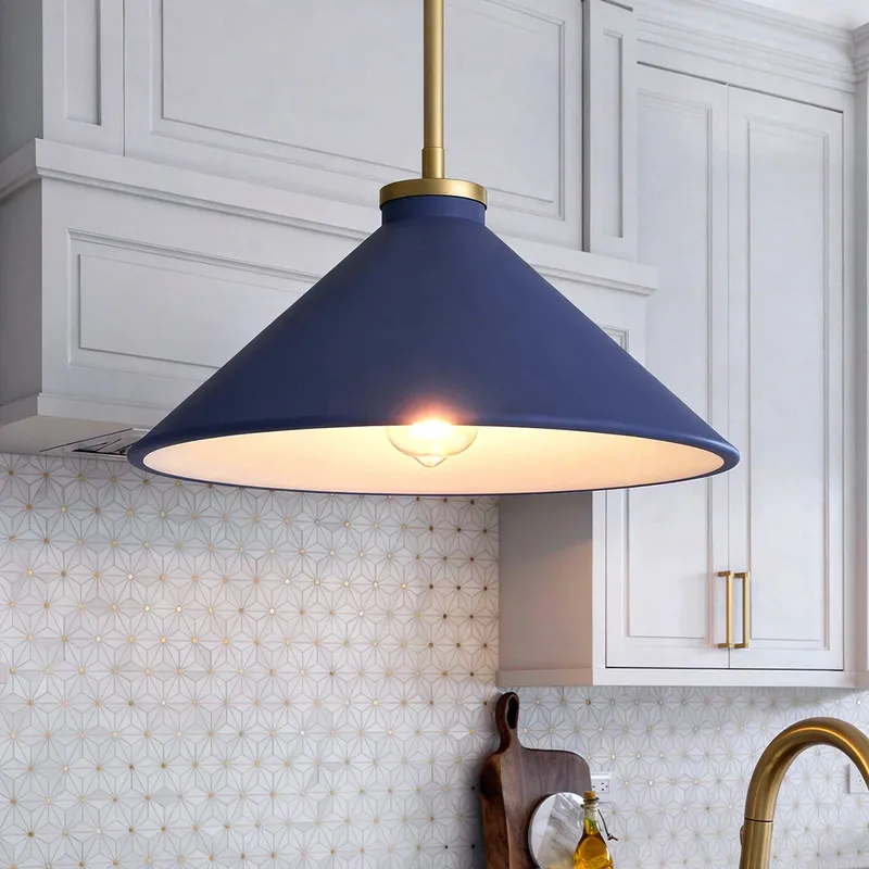 UQL6684 Mid-Century Modern Indoor Pendant, 7.5''H x 14''W x 14''Dep, Brushed Gold Finish, Netherfell Collection — Urban Ambiance LED Landscape Lights 100.0W 3000K
