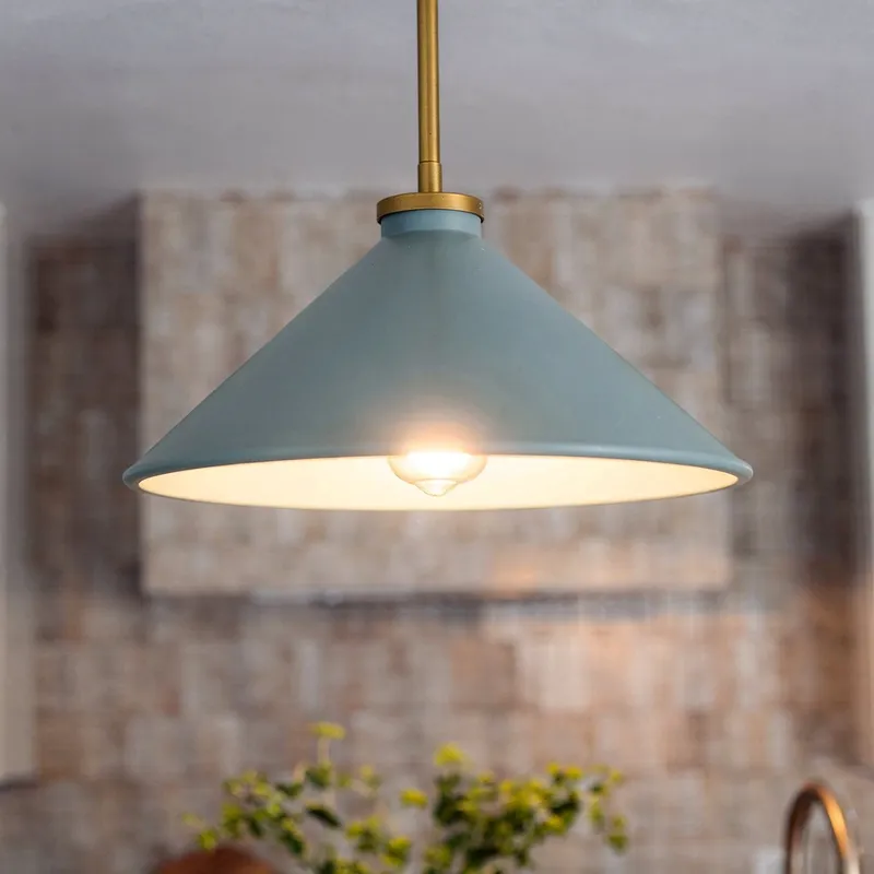 UQL6680 Mid-Century Modern Indoor Pendant, 7.5''H x 14''W x 14''Dep, Brushed Gold Finish, Netherfell Collection — Urban Ambiance LED Landscape Lights 100.0W 3000K