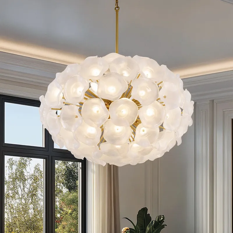 UQL6662 Glam Indoor Pendant, 19.5''H x 28''W x 28''Dep, Brushed Gold Finish, Foxleigh Collection — Urban Ambiance LED Landscape Lights 15.0W 3000K