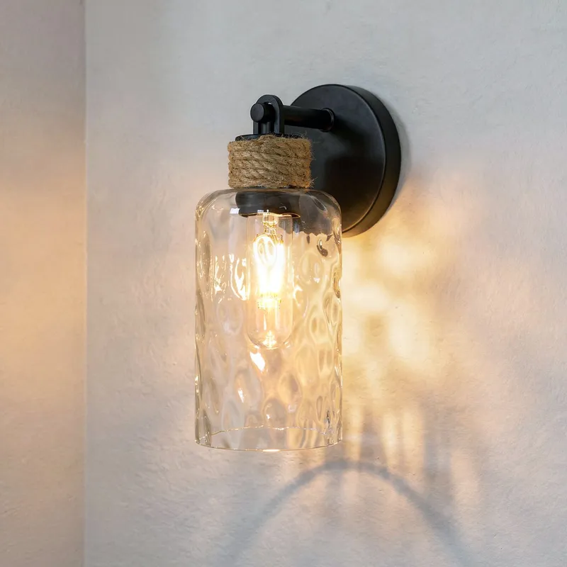 UQL6651 Coastal Indoor Wall Sconce, 11.75''H x 4.75''W x 5.75''Dep, Matte Black Finish, Lancaster Collection — Urban Ambiance LED Wall Lights 100.0W 3000K