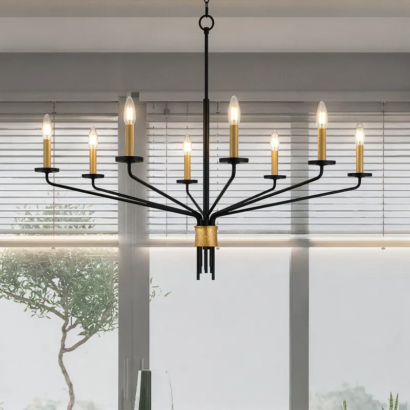 UQL6621 Modern Indoor Chandelier, 31''H x 40''W x 40''Dep, Matte Black Finish, Ivenden Collection — Urban Ambiance LED Landscape Lights 15.0W 3000K