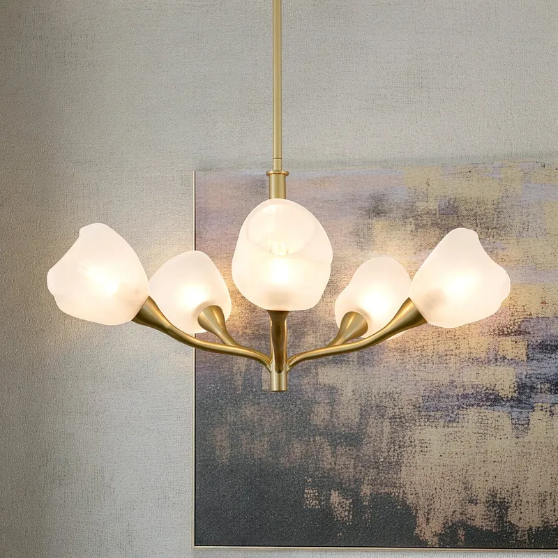 UQL6601 Art Deco Indoor Chandelier, 15''H x 30''W x 30''Dep, Gold Leaf Finish, Ulmsford Collection — Urban Ambiance LED Landscape Lights 15.0W 3000K