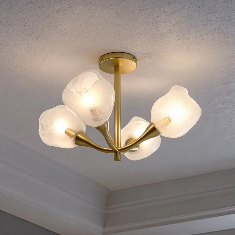 UQL6600 Art Deco Indoor Ceiling Light, 13.75''H x 22''W x 22''Dep, Gold Leaf Finish, Ulmsford Collection — Urban Ambiance LED Post Top Lights 15.0W 3000K