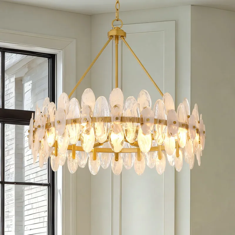 UQL6593 Glam Indoor Pendant, 24''H x 28''W x 28''Dep, Brushed Gold Finish, Rotherdon Collection — Urban Ambiance LED Landscape Lights 15.0W 3000K