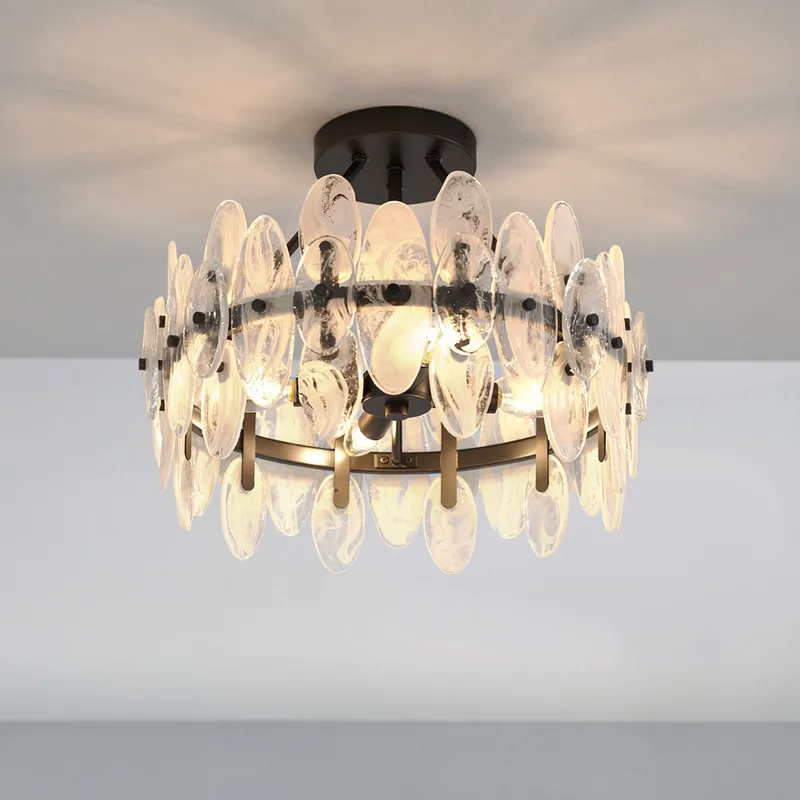 UQL6592 Glam Indoor Ceiling Light, 14''H x 18''W x 18''Dep, Matte Black Finish, Rotherdon Collection — Urban Ambiance LED Post Top Lights 15.0W 3000K