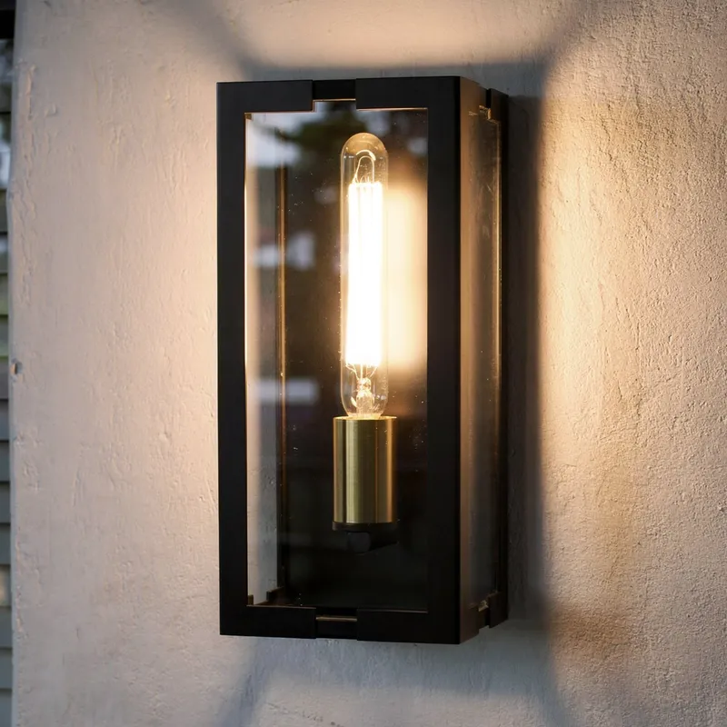 UQL10330 Utilitarian Outdoor Wall Sconce, 14''H x 6''W x 4.5''Dep, Matte Black Finish, Penmarsh Collection, Marine-Grade Construction — Urban Ambiance LED Wall Lights 100.0W 3000K