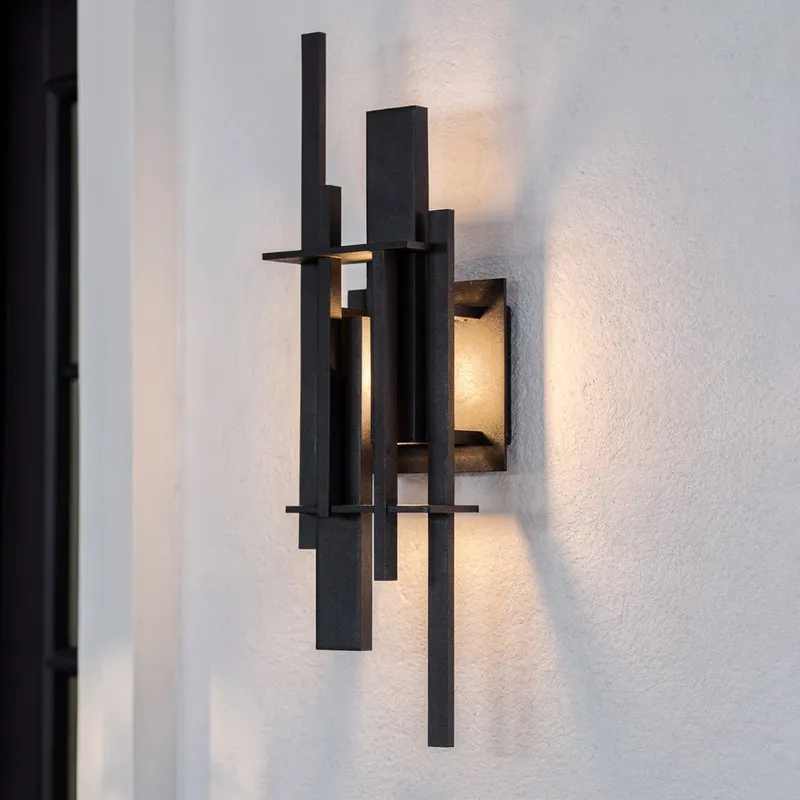 UQL10320 Contemporary Outdoor Wall Sconce, 22''H x 6''W x 4''Dep, Earth Black Finish, Ironleigh Collection, Marine-Grade Construction — Urban Ambiance LED Wall Lights 14.0W 3000K