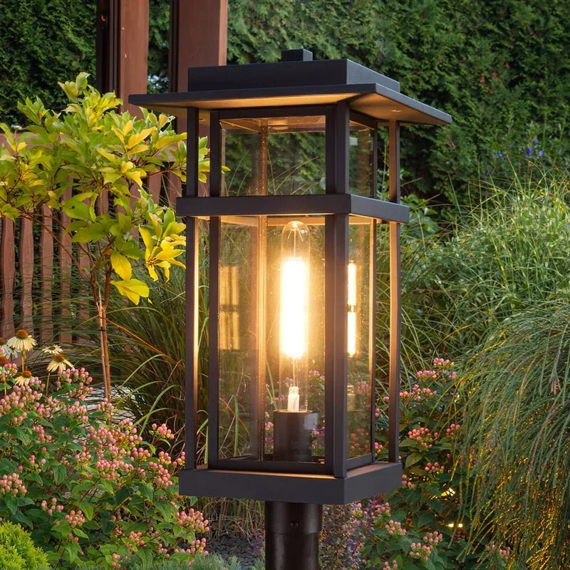 UQL10314 Craftsman Outdoor Post Light, 20.25''H x 10''W x 10''Dep, Earth Black Finish, Merridale Collection — Urban Ambiance LED Lighting Controls 100.0W 3000K