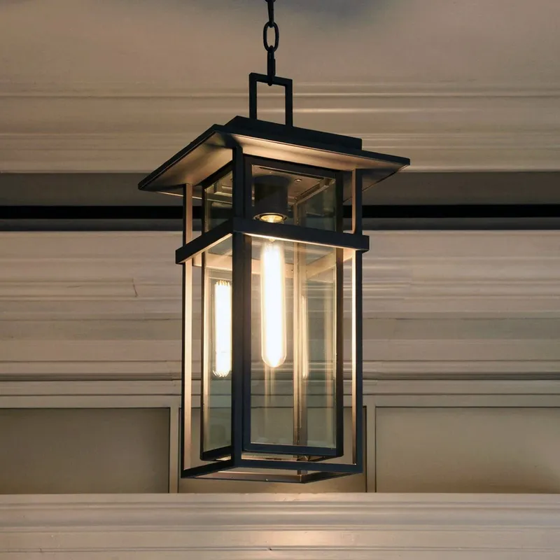 UQL10313 Craftsman Outdoor Pendant, 20.5''H x 10''W x 10''Dep, Earth Black Finish, Merridale Collection — Urban Ambiance LED Landscape Lights 100.0W 3000K