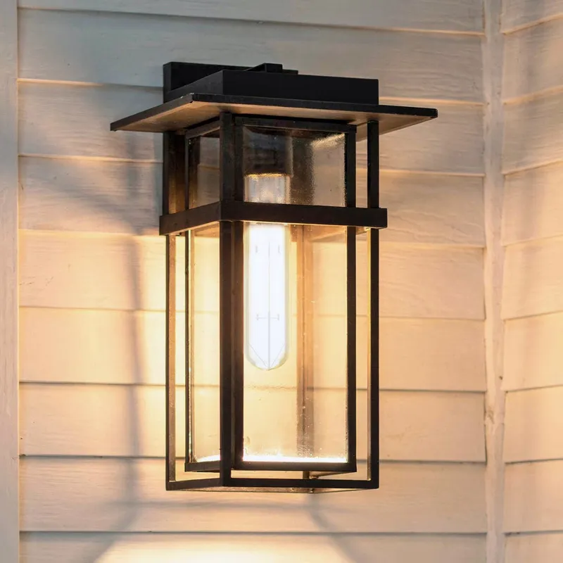 UQL10312 Craftsman Outdoor Wall Sconce, 18''H x 10''W x 10.75''Dep, Earth Black Finish, Merridale Collection — Urban Ambiance LED Wall Lights 100.0W 3000K