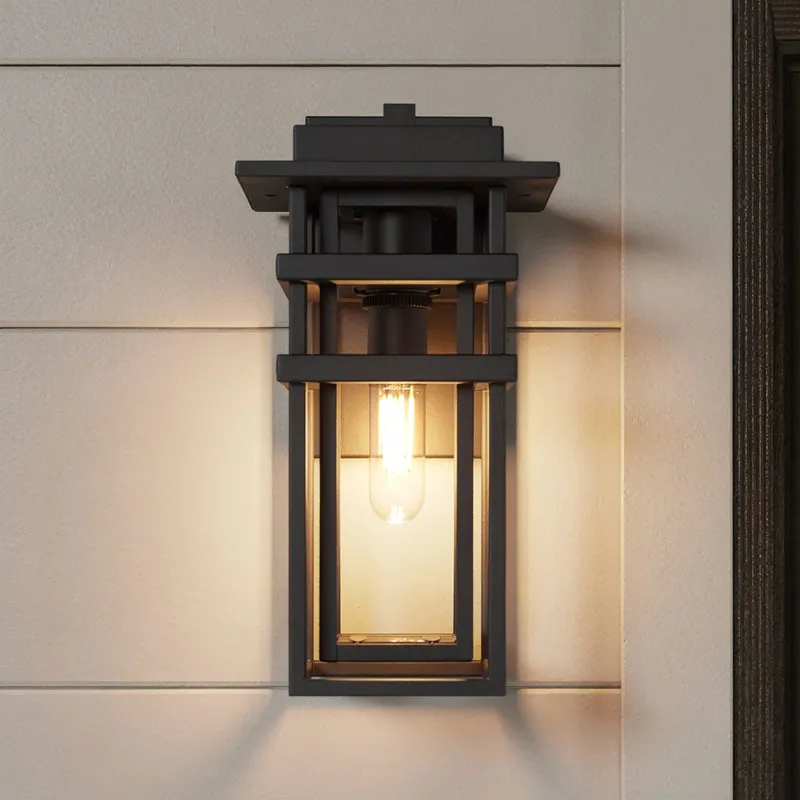UQL10310 Craftsman Outdoor Wall Sconce, 12''H x 7''W x 7.75''Dep, Earth Black Finish, Merridale Collection — Urban Ambiance LED Wall Lights 100.0W 3000K