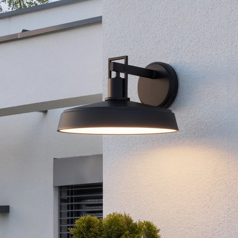 UQL10301 Farmhouse Outdoor Wall Sconce, 9''H x 14''W x 14.5''Dep, Matte Black Finish, Loxford Collection — Urban Ambiance LED Wall Lights 100.0W 3000K