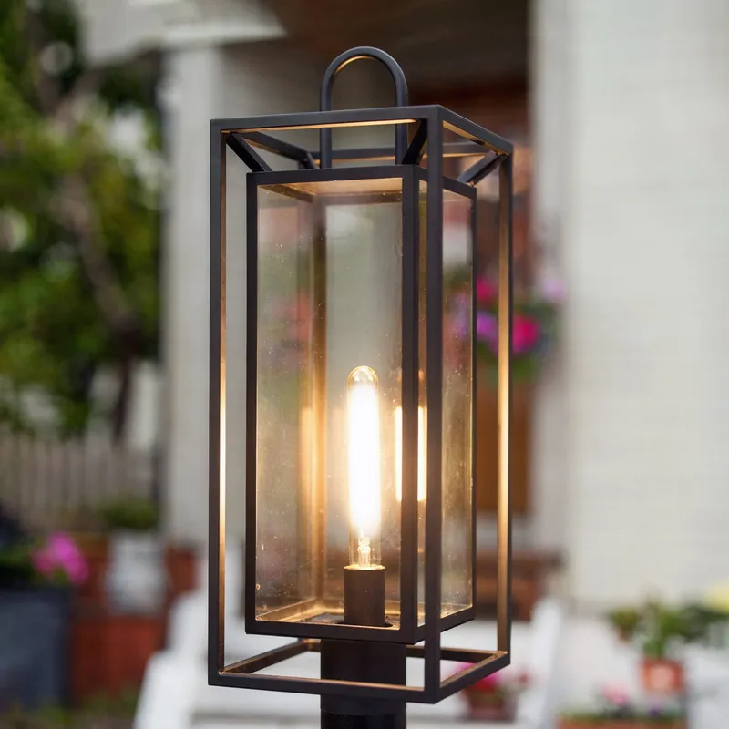 UQL10294 Modern Outdoor Post Light, 24.5''H x 9''W x 9''Dep, Matte Black Finish, Kelbury Collection — Urban Ambiance LED Lighting Controls 100.0W 3000K