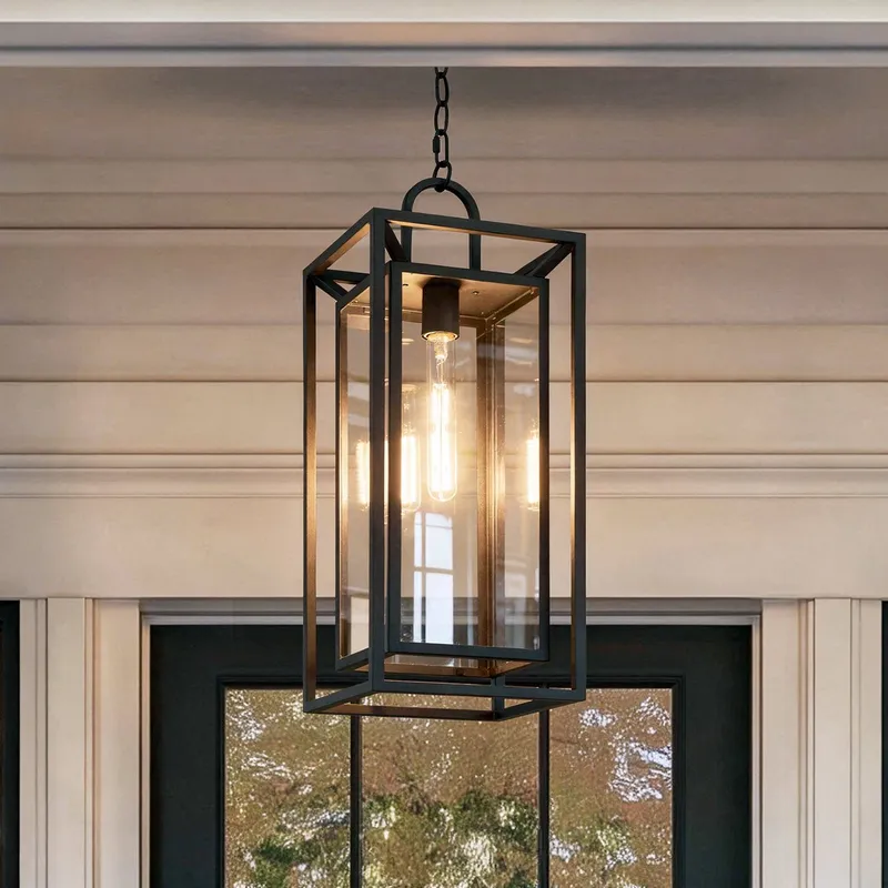 UQL10293 Modern Outdoor Pendant, 24.5''H x 9''W x 9''Dep, Matte Black Finish, Kelbury Collection — Urban Ambiance LED Landscape Lights 100.0W 3000K