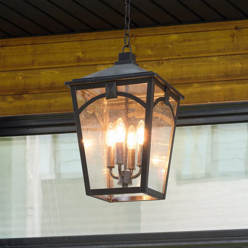 UQL10283 Traditional Outdoor Pendant, 17.75''H x 10.75''W x 10.75''Dep, Western Bronze Finish, Grenshaw Collection — Urban Ambiance LED Landscape Lights 15.0W 3000K