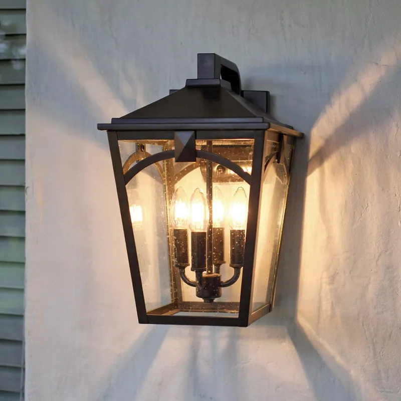 UQL10282 Traditional Outdoor Wall Sconce, 17.25''H x 10.75''W x 12.25''Dep, Western Bronze Finish, Grenshaw Collection — Urban Ambiance LED Wall Lights 15.0W 3000K