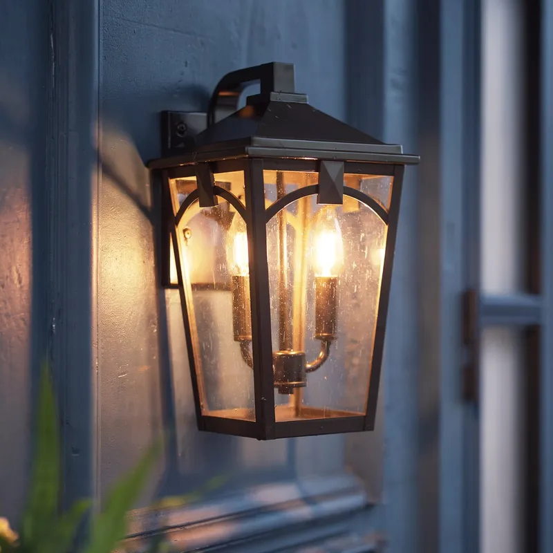 UQL10281 Traditional Outdoor Wall Sconce, 14.5''H x 8.25''W x 9.75''Dep, Western Bronze Finish, Grenshaw Collection — Urban Ambiance LED Wall Lights 60.0W 3000K