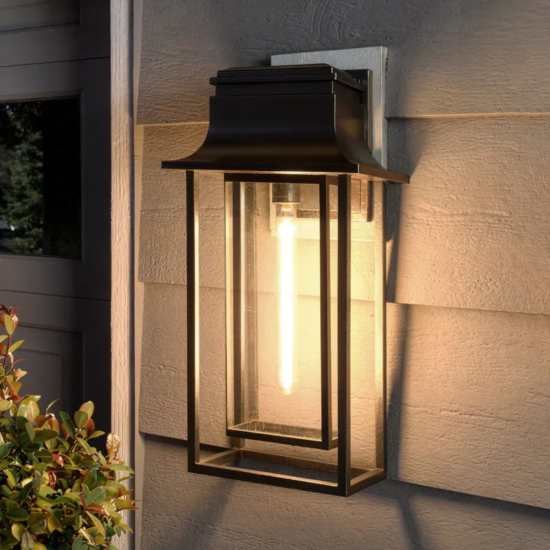 UQL10272 Minimalist Outdoor Wall Sconce, 24''H x 12.5''W x 10.25''Dep, Matte Black Finish, Elderton Collection — Urban Ambiance LED Wall Lights 60.0W 3000K