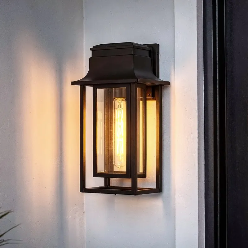 UQL10270 Minimalist Outdoor Wall Sconce, 16.5''H x 8.5''W x 7.25''Dep, Matte Black Finish, Elderton Collection — Urban Ambiance LED Wall Lights 60.0W 3000K