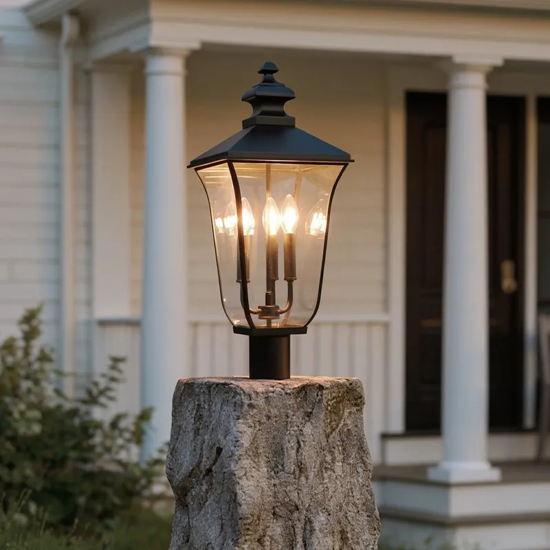 UQL10264 Traditional Outdoor Post Light, 22.75''H x 10''W x 10''Dep, Matte Black Finish, Casterleigh Collection — Urban Ambiance LED Lighting Controls 15.0W 3000K